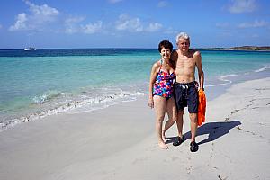 Mimi and Grandpa enjoying the sun and sea.