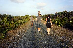 Walking on the path to the light house.