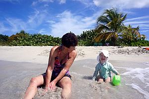 Enjoying the warm water.