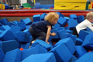 Crawling through the foam b locks