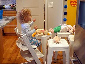 Capri decided to take her stuffed animals on "a boat ride" :)