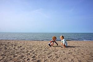 Capri and Kenley in the sand