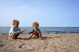 Capri and Kenley in the sand