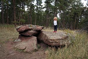 Playing on the rocks.