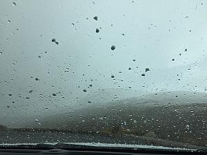 After about 20 minute at the summit area, clouds steamrolled into the area and it started to heavily snow and sleet on us. Here was our view exiting the pass!