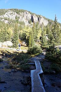 This bridge didn't get sunlight and was still frozen and a little slick to cross. We didn't see any wipeouts, though.