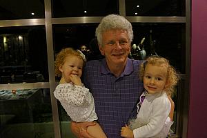 Grandpa with his granddaughters -- repeat photo from last time we were here!