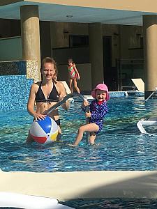 Capri and Mom in the pool