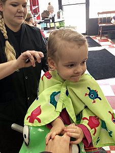Capri's first haircut! At age 3.5!