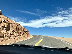 Driving to the summit of Pike's Peak.