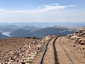Pike's Peak summit -- this is the track for the cog railroad train that stopped running this year after 125+ years. So, we drove to the top instead :)