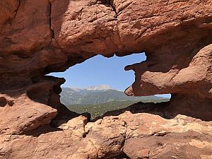 Looking through a hole at Pike's Peak