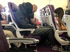 Jay sleeping on the overnight flight to Iceland.