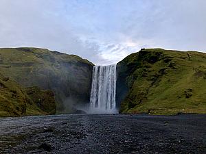 Skogafoss at 7am, we're ready for our 15 mile Fimmvruhls hike