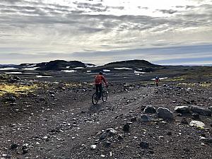 We were amazed to see these two guys mountain-biking their way down the trail