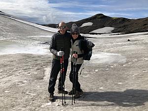 Our hiking poles almost make it look like we were skiing - we were definitely not. The poles were clutch - especially for steep gravelly descents.