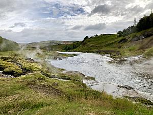 Natural hot springs (100 degrees CELSIUS) at Secret Lagoon. Do not touch!