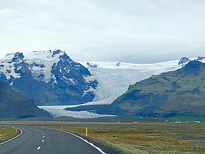 Driving by a glacier