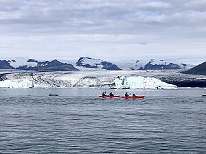 Kayakers in the frigid waters