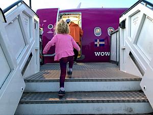 Capri was super excited to walk out onto the runway and board the plane from outside