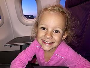 Capri loved flying Wow air because everything was her favorite color, purple! We loved the nonstop flights.